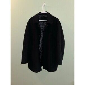 George Black Collared Wool Blend Double Breasted Warm Pea Coat Size M
